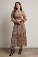 Forte Tiered Lace Maxi Dress in Mocha