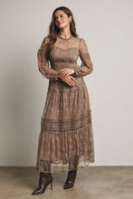 Load image into Gallery viewer, Forte Tiered Lace Maxi Dress in Mocha
