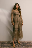 Forte Tiered Lace Maxi Dress in Mocha