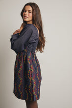 Load image into Gallery viewer, Forte Quilted Floral Embroidery Mini Dress in Midnight Indigo
