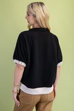 Load image into Gallery viewer, GiGio Textured Half Zip Mock Neck Top in Black
