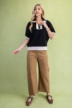 Load image into Gallery viewer, GiGio Textured Half Zip Mock Neck Top in Black

