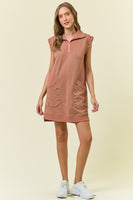 Doe & Rae Grommet Detailed Sweatshirt Mini Dress in Chai