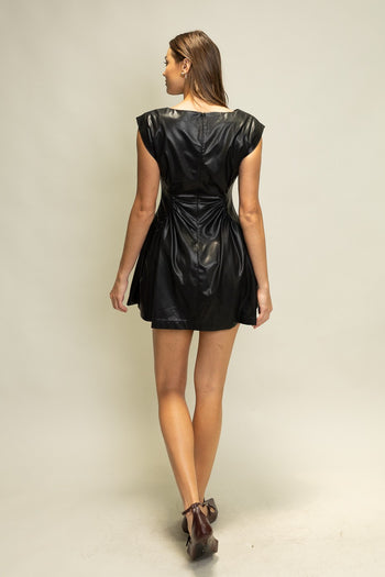 Heyson Faux Leather Mini Dress in Black L Heyson Faux Leather Mini Dress in Black L