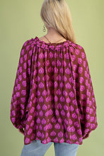 Load image into Gallery viewer, GiGio Contrasting Color Printed Top in Brown Mix
