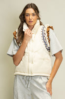 Heyson Detailed Puffer Vest in Ivory