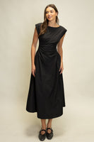 Heyson Side Panel V-Neck Back Midi Dress in Black