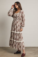 Load image into Gallery viewer, Forte Smocked Bodice Floral Maxi Dress in Ecru
