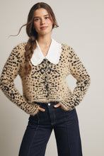 Load image into Gallery viewer, Forte CROPPED Fuzzy Leopard Button up Cardigan in Taupe
