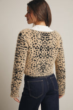 Load image into Gallery viewer, Forte CROPPED Fuzzy Leopard Button up Cardigan in Taupe

