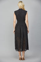 FATE Front Zip Lace Midi Dress in Black