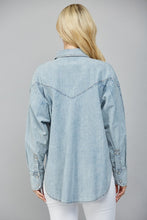 Load image into Gallery viewer, FATE Snap Button Down Front Top in Light Denim
