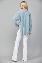 Load image into Gallery viewer, FATE Snap Button Down Front Top in Light Denim
