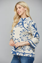 Load image into Gallery viewer, FATE Abstract Print Jacquard Knit Sweater in Cream Teal
