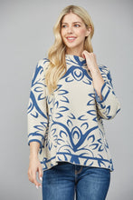 Load image into Gallery viewer, FATE Abstract Print Jacquard Knit Sweater in Cream Teal
