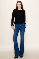 White Birch FITTED Smocked Bodice Top in Washed Black