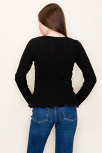 Load image into Gallery viewer, White Birch FITTED Smocked Bodice Top in Washed Black
