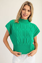 Load image into Gallery viewer, ee:some Diamond/Cable Knit Cap Sleeve Sweater in Kelly Green
