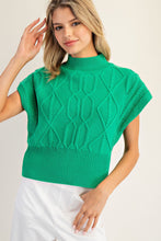 Load image into Gallery viewer, ee:some Diamond/Cable Knit Cap Sleeve Sweater in Kelly Green
