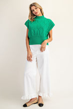 Load image into Gallery viewer, ee:some Diamond/Cable Knit Cap Sleeve Sweater in Kelly Green
