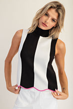 Load image into Gallery viewer, ee:some Striped Scalloped Hem Sleeveless Sweater in Black
