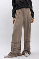 BlueVelvet Tiered Ruffled Wide Leg Pants in Charcoal