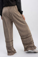 BlueVelvet Tiered Ruffled Wide Leg Pants in Charcoal