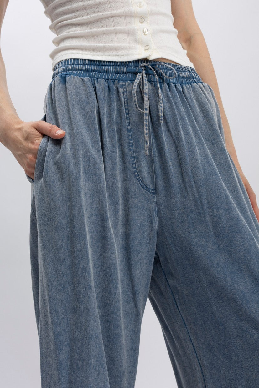 BlueVelvet Tiered Ruffled Wide Leg Pants in Denim – June Adel