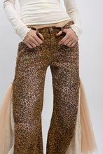 Load image into Gallery viewer, BlueVelvet Leopard Print with Lace and Mesh Panel Pants in Camel Leopard
