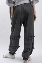 Load image into Gallery viewer, BlueVelvet Chambray Tiered Ruffle Joggers in Black
