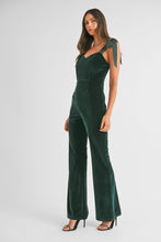 Load image into Gallery viewer, MABLE FITTED Velvet Jumpsuit in Hunter Green
