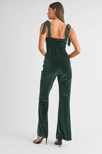 Load image into Gallery viewer, MABLE FITTED Velvet Jumpsuit in Hunter Green
