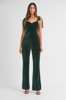 MABLE FITTED Velvet Jumpsuit in Hunter Green