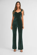 Load image into Gallery viewer, MABLE FITTED Velvet Jumpsuit in Hunter Green
