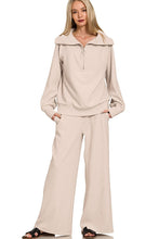 Load image into Gallery viewer, Ribbed Pullover Top and Pants Set in Sand Beige
