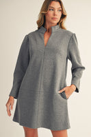 Jodifl Herringbone Pattern Mini Shift Dress in Grey