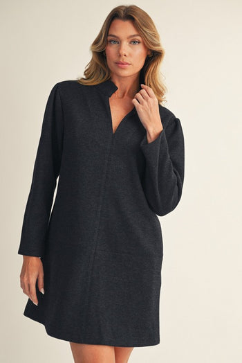 Jodifl Herringbone Pattern Mini Shift Dress in Black