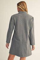 Jodifl Herringbone Pattern Mini Shift Dress in Grey
