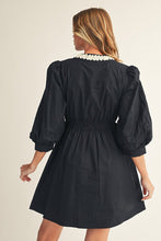 Load image into Gallery viewer, Jodifl Solid Mini Dress with Contrasting Color Accent Trim in Black
