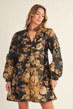 Load image into Gallery viewer, Jodifl Floral Jacquard Mini Dress in Black
