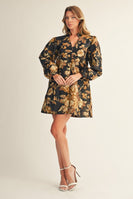 Jodifl Floral Jacquard Mini Dress in Black