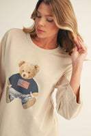 Jodifl Teddy Bear Print Casual Top in Oatmeal