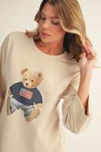 Load image into Gallery viewer, Jodifl Teddy Bear Print Casual Top in Oatmeal
