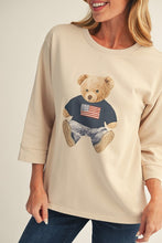 Load image into Gallery viewer, Jodifl Teddy Bear Print Casual Top in Oatmeal
