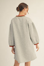Load image into Gallery viewer, Jodifl Solid Color Casual Dress with Contrasting Stripe trim in Heather Grey
