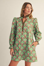 Load image into Gallery viewer, Jodifl Puff Shoulder Boho Floral A-Line Dress in Olive
