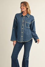 Load image into Gallery viewer, Jodifl Button Down Striped Shirt in Denim

