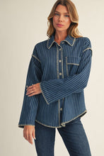 Load image into Gallery viewer, Jodifl Button Down Striped Shirt in Denim

