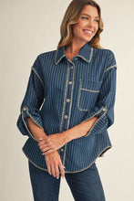 Load image into Gallery viewer, Jodifl Button Down Striped Shirt in Denim
