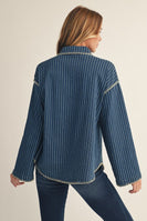 Jodifl Button Down Striped Shirt in Denim